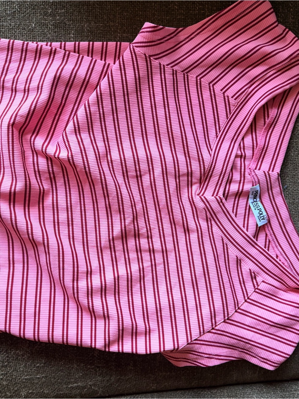 Princess Polly Pink Striped V-Neck Tee